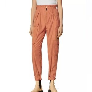 Sandro Paris  Lancelot satin-twill multi pocket pants salmon colour size 40 (L)